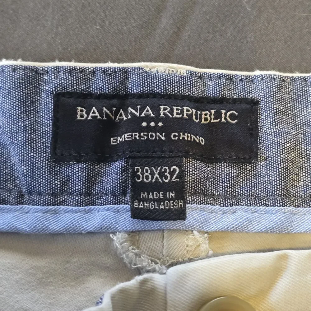 Banana Republic Emerson Chino Khaki Tan Pants 38x32 Men's